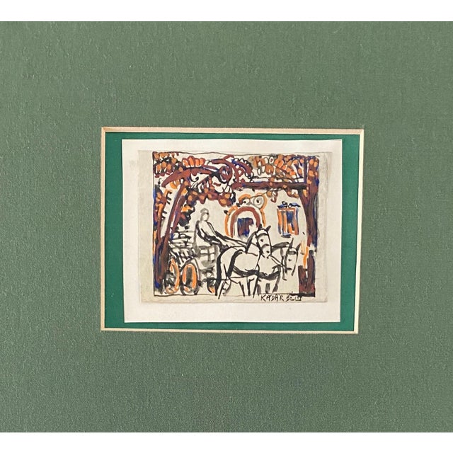 Modern Bela Kadar, Hungarian Artist Modern Mixed Media Horse and Buggy Bela Kadar For Sale - Image 3 of 9