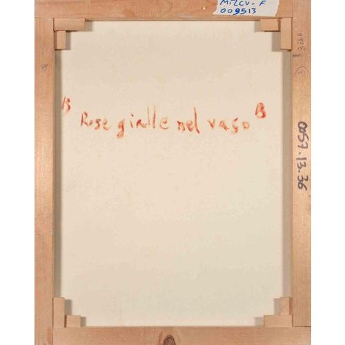 Pino Romanò, Yellow Roses, 2000s, Oil Painting on Canvas For Sale - Image 4 of 5