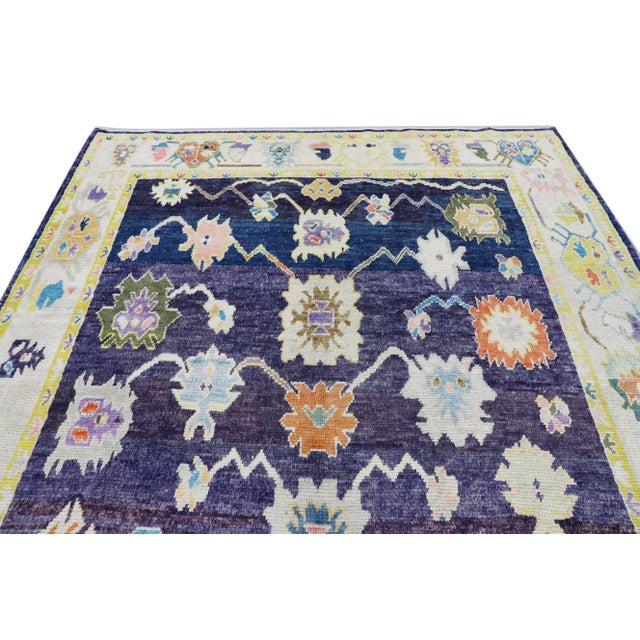 Early 21st Century Turkish Oushak Rug Navy & Ivory Handwoven Wool Rug 8'3" X 10' For Sale - Image 5 of 9