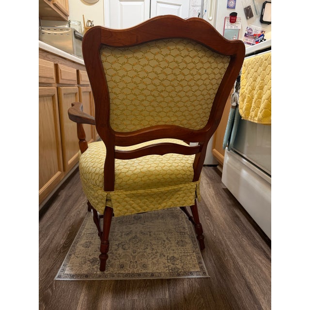 Traditional Early 20th Century Mahogany Office Armchair With Patterned Upholstery For Sale - Image 3 of 11
