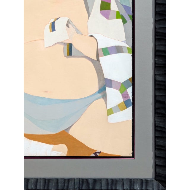 Brown Phyllis Steele Modern Pastel Figurative Drawing of a Seated Resting Sumo Wrestler with Kimono, 20th Century For Sale - Image 8 of 12