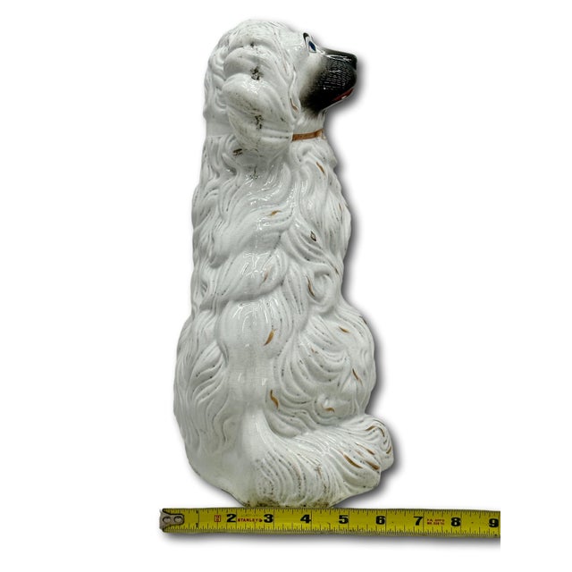 Rare & Unusual Large Antique English Staffordshire Pottery Dog With Blue Eyes - Irises Circa Mid 1800s For Sale - Image 17 of 18