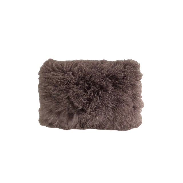 Contemporary Mauve Tibetan Lamb Bench Ottoman For Sale - Image 3 of 8