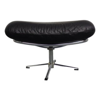 Black Leather Ottoman, Germany, 1960s For Sale