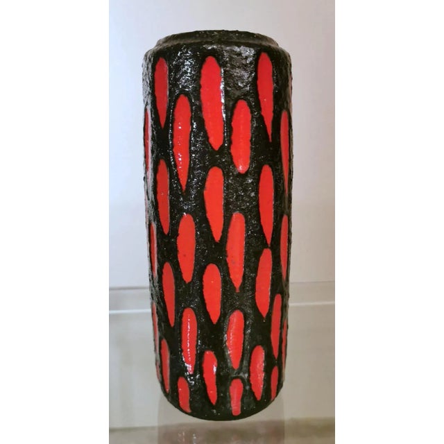 Vintage Fat Lava Style German Colored Ceramic Glazed Vase For Sale - Image 4 of 12