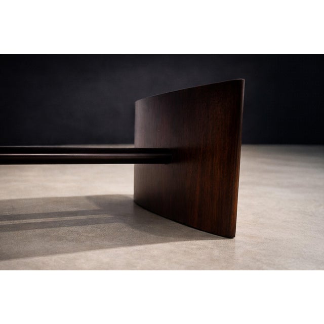 Joaquim Tenreiro Rosewood & Crystal Coffee Table — Elliptical Form, Brazil, 1960s For Sale - Image 9 of 11