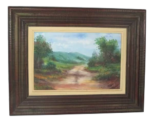 Late 20th Century Brazilian Landscape Oil Painting, Framed
