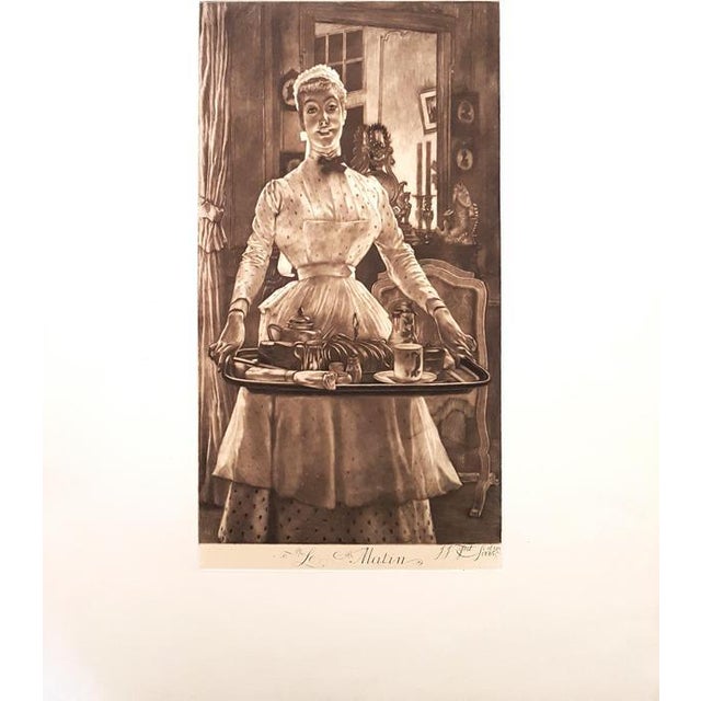 James Tissot, Le Matin Mezzotint, 1886, Etching on China Paper For Sale - Image 5 of 5