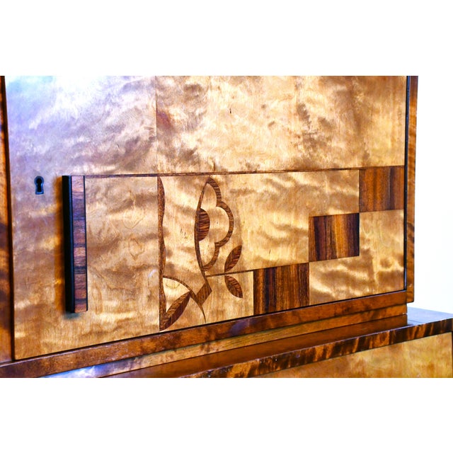 Swedish Grace Flamed Birch and Maccasar Intarsia Cabinet, 1930´s. Very rare cabinet made most likely made at SMF, Svenska...