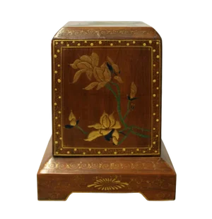 Chinese Brown Lacquer Flower Graphic Display Box