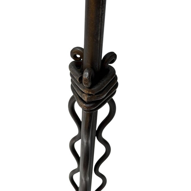 Vintage Art Deco Floor Lamp in Wrought Iron and Silk by Jan Joustra, 1920s For Sale - Image 9 of 14