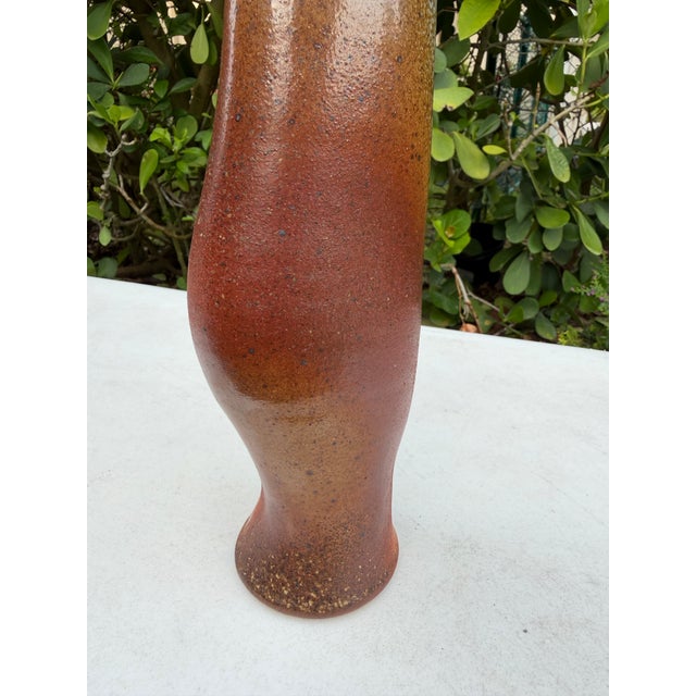 Vintage 15.5” Signed Studio Pottery Vase With Earth Tone Drip Glaze For Sale In Naples, FL - Image 6 of 11