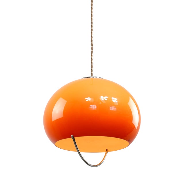 Space Age Orange Jolly Pendant Lamp by Luigi Massoni for Guzzini, 1960s For Sale