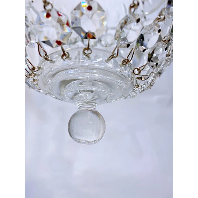 1950s Italian Hand Cut Glass Dish Basket Chandelier For Sale In New York - Image 6 of 7