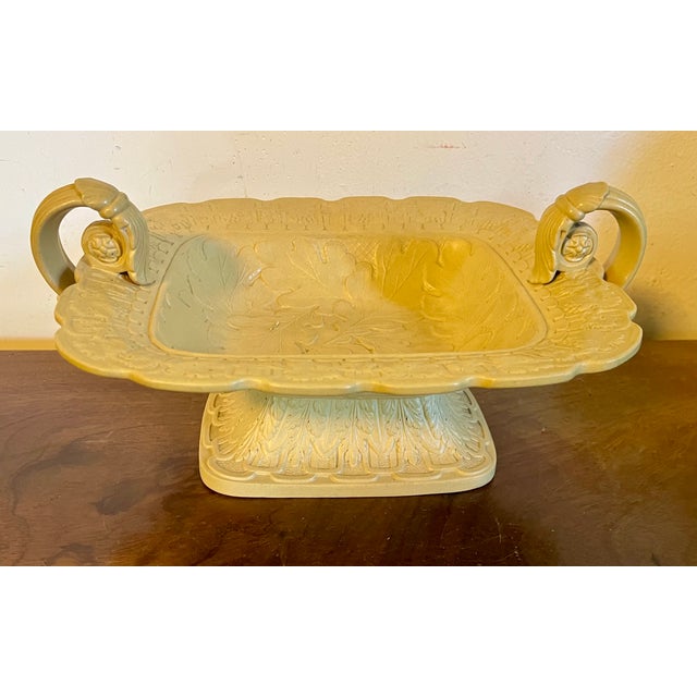 Antique 19th Century English Drabware Footed Tazza Compote With Relief Molded Oak Leaves and Grape Vine Border For Sale - Image 11 of 13