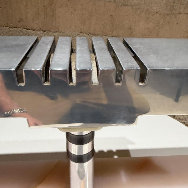 Mid-Century Modern Desk Lamp Polished Aluminum Shade Luxurious Stone For Sale - Image 11 of 14