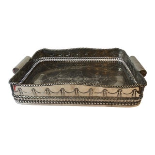 Silver Plate Tray with High Gallery For Sale