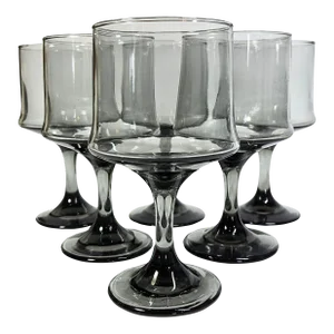 Smoky Grey Mid-Century Goblets- Set of Six