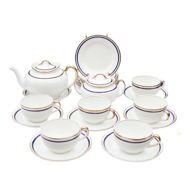 Antique English Earthenware Tea Set from J. & G. Meakin, 1920s, Set of 23 For Sale