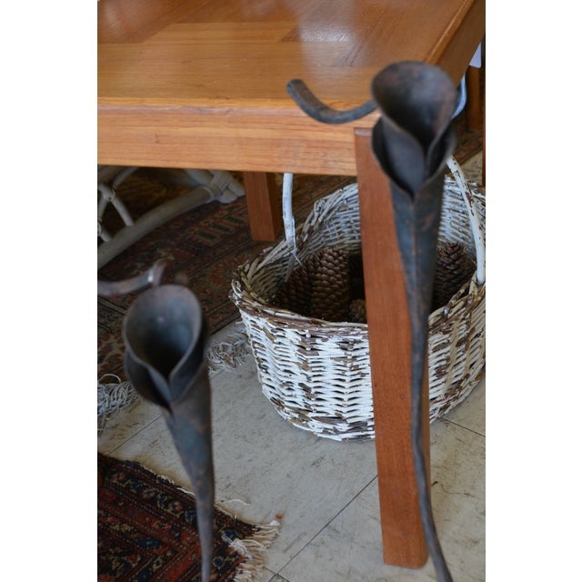 Vintage Pair Jack Brubaker Forged Iron Calla Lily Candlesticks Brutalist Industrial / Rustic For Sale - Image 11 of 15