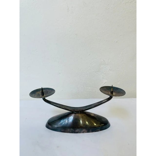 Art Deco Silver-Plated Candleholders by WMF for Ikora, 1950s, Set of 2 For Sale - Image 4 of 8