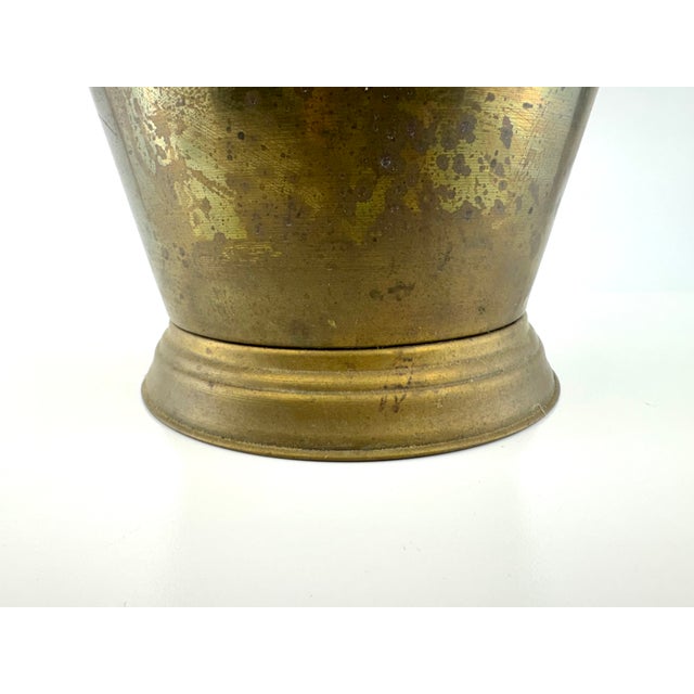 Vintage Brass Cachepot With Swing Handle and Aged Patina For Sale - Image 4 of 8