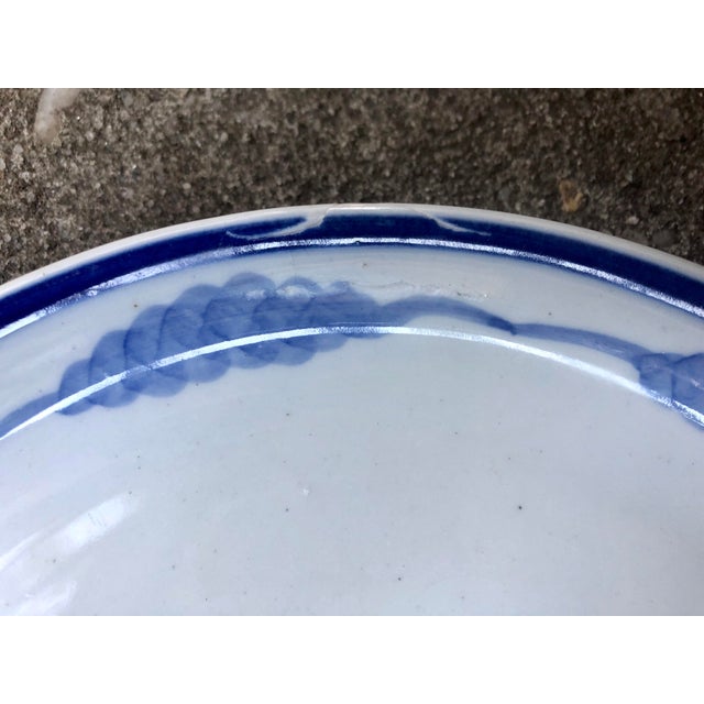 Mid 20th Century Japanese Hand Painted Koi Fish Ceramic Plates in Blue