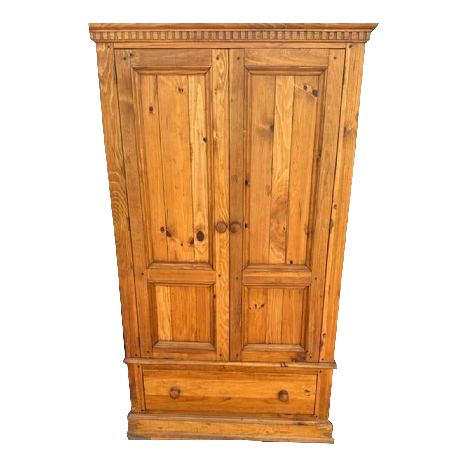 Ethan Allen Farmhouse Pine Linen Press Armoire | Chairish
