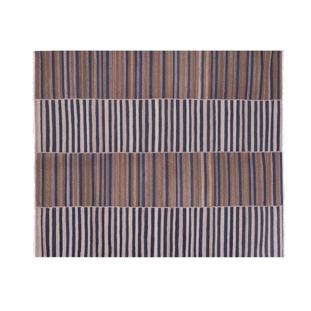 Vintage Oversize Striped Turkish Kilim Rug 8'11'' X 10'9'' 107.1'' x 129.1'' / 272 x 328 cm Hand woven with high quality...