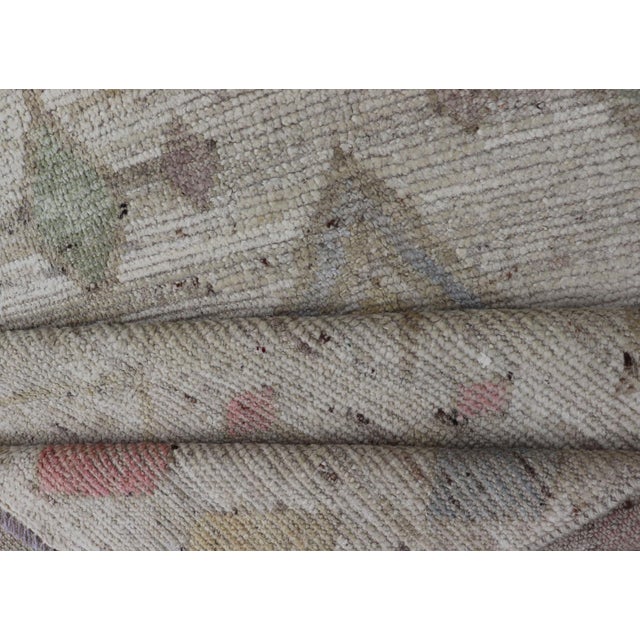 Modern Afghan Tribal Motif Design Runner in Cream and Vivid Colors For Sale - Image 4 of 7