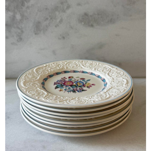 Mid 20th Century Set of 8 Wedgwood Salad Plates in the Morning Glory Pattern For Sale - Image 5 of 10