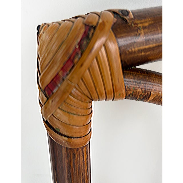 Vintage Coastal Rattan Side Chairs With Upholstered Seat Cushions, Set of 4 For Sale - Image 10 of 12