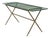 Vintage Hollywood Regency Faux Bamboo Console Brass Metal Table With Glass Top and X Base For Sale