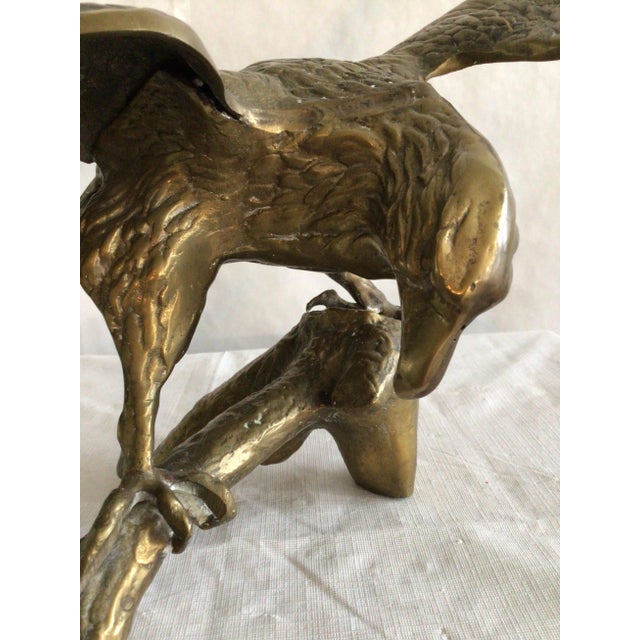 1950s Brass Eagle on Branch Sculpture For Sale - Image 9 of 10