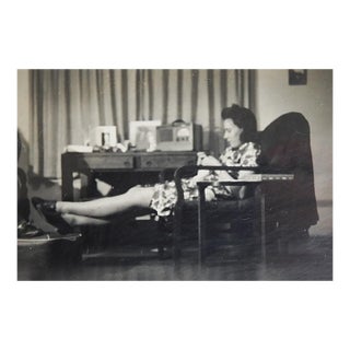 1943 Portrait Woman Relaxing Snapshot Photograph For Sale