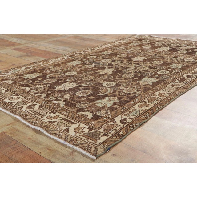 Brown Antique-Worn Persian Malayer Rug - 03'10 X 06'06 For Sale - Image 8 of 11
