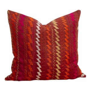 Vivid Petals, Antique Phulkari Pillow Cover For Sale