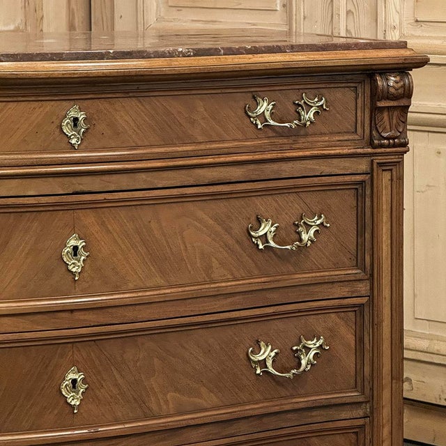 Antique Dutch Neoclassical Marble Top Walnut Chest of Drawers For Sale - Image 11 of 12