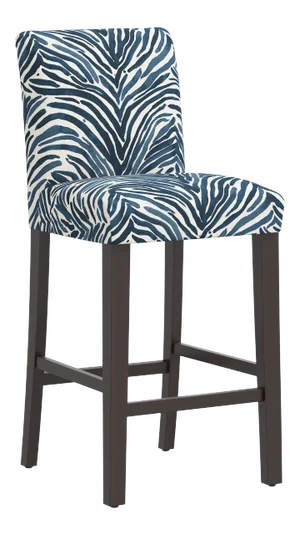 Chelsea Bar Stool in Zebra Blue Washed Zebra