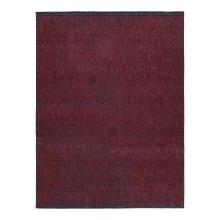Rug & Kilim’s Contemporary Sumak Rug in Red and Charcoal Textured Design For Sale