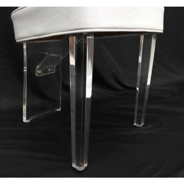 Set of 4 Lucite Dining Chairs Square Dining Table on Single Pedestal Base - 5 Pieces For Sale - Image 10 of 13
