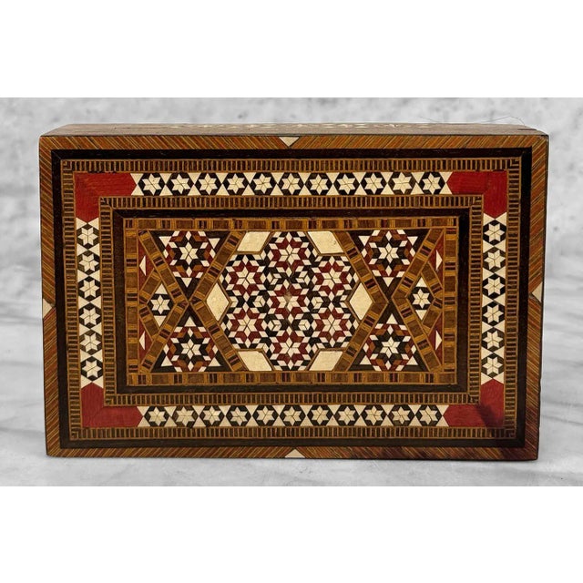 Wood Vintage Moorish Marquetry Inlaid Storage Dresser Box For Sale - Image 7 of 10