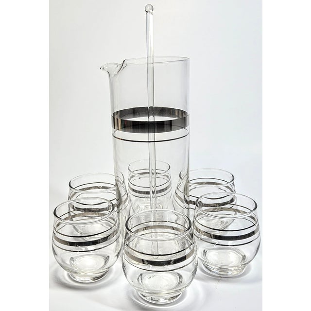 Glass Dorothy Thorpe Martini Set- Set of Eight For Sale - Image 7 of 11