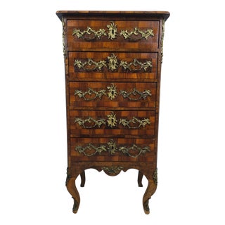 German Walnut Veneer Pillar Commode with Ornate Mounts, 1880 For Sale
