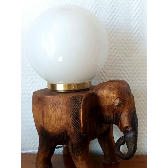 Vintage Elephant and Opaline Table Lamp, 1940s For Sale - Image 3 of 13
