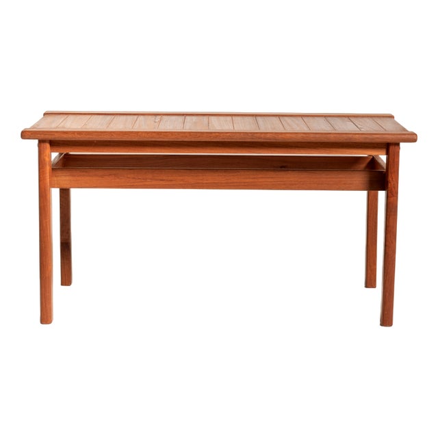 Scandinavian Teak Slatted Bench, 1960s For Sale