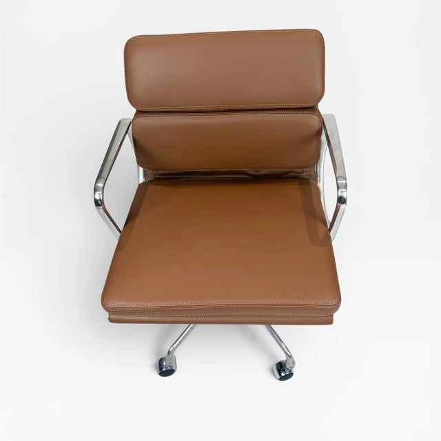 Brown Eames for Herman Miller Aluminum Group Soft Pad Management Chair - Brown Leather For Sale - Image 8 of 11