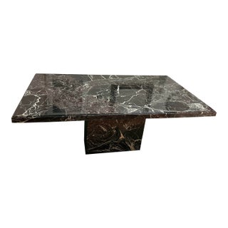 Vintage Postmodern Large Verde Green and Deep Red Marble Dining Table For Sale