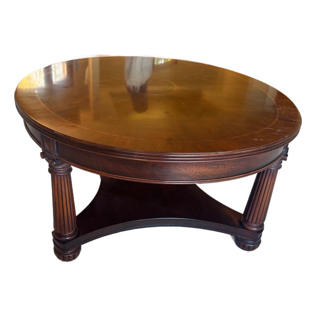 Late 20th Century Henkel Harris Model 5249 Oval Mahogany Coffee Table [Cb] For Sale