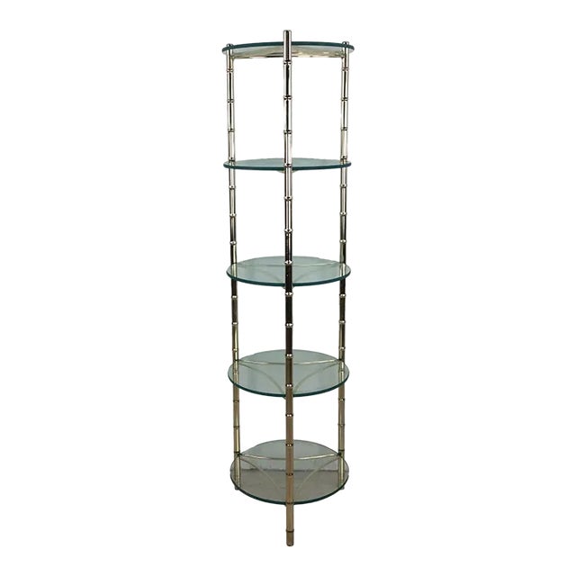 Mid Century Brass and Glass Display Shelf For Sale